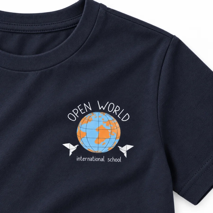 t shirt fonce detail logo v1 — uniforme Open World